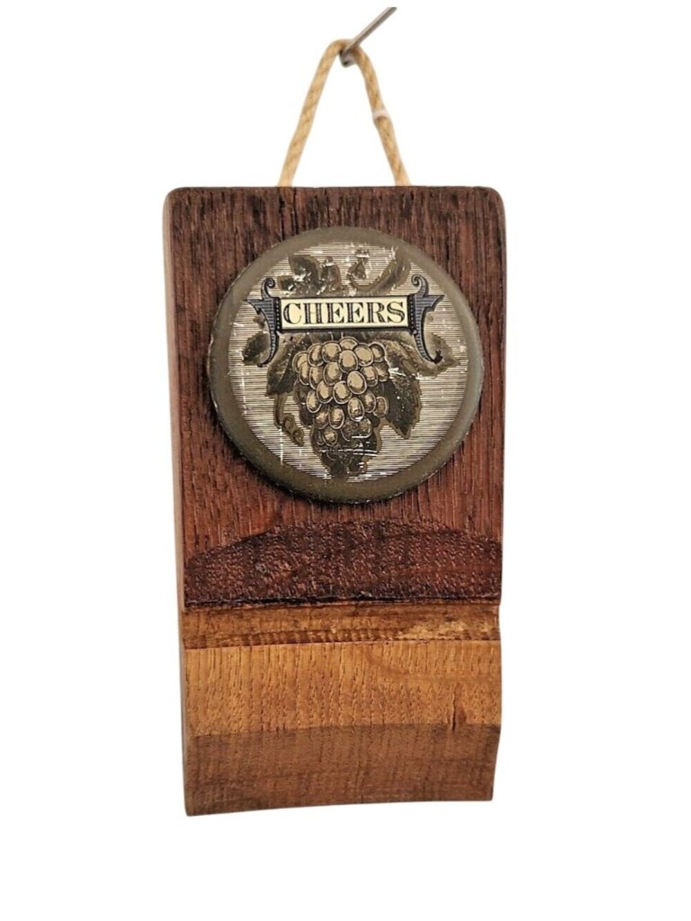 Wood Sign Wine Barrel Small Plaque Cheers Grape Cluster Wine Stave Toasted